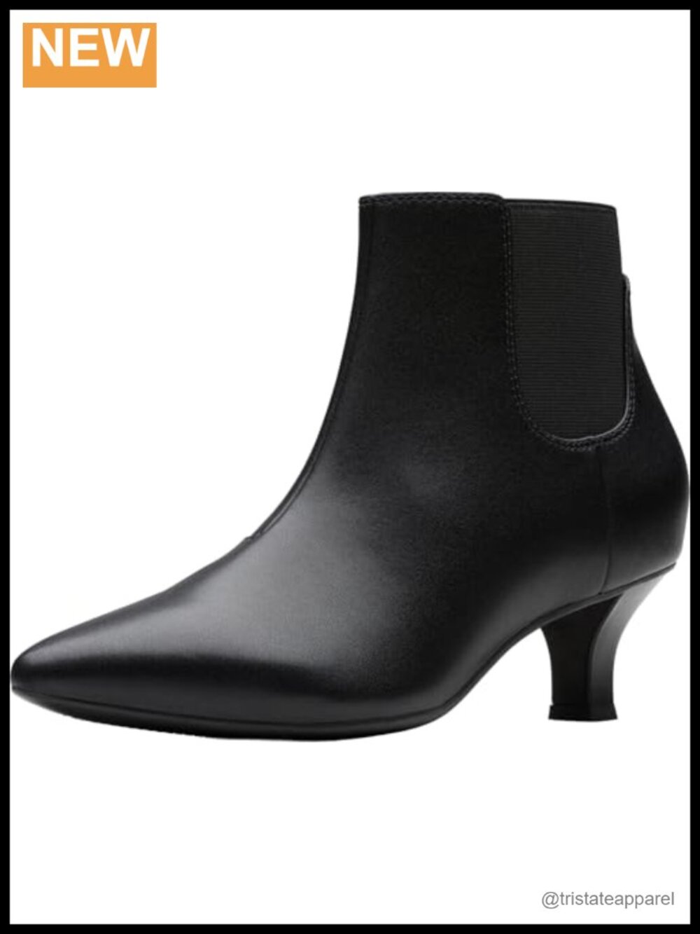 Clarks Women's Ankle Bootie Pointed Toe Kitten Heel Leather